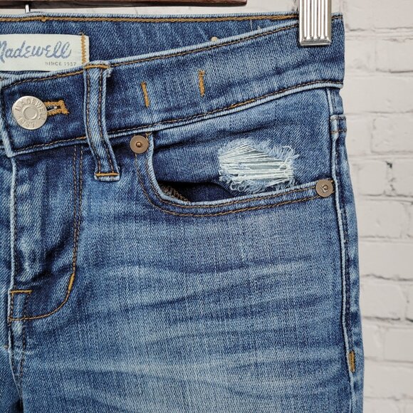 Madewell Blue Denim Skinny Skinny Distressed Ripped Low Rise Jeans 25 (25x28) - Picture 10 of 15